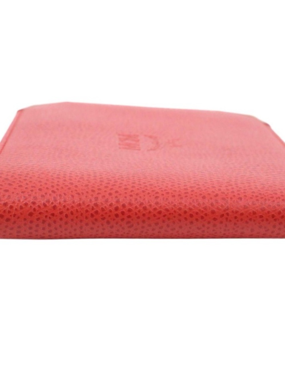 MCM Red Pebbled Leather Bifold Wallet with Gold Corner Accents - Picture 3 of 5